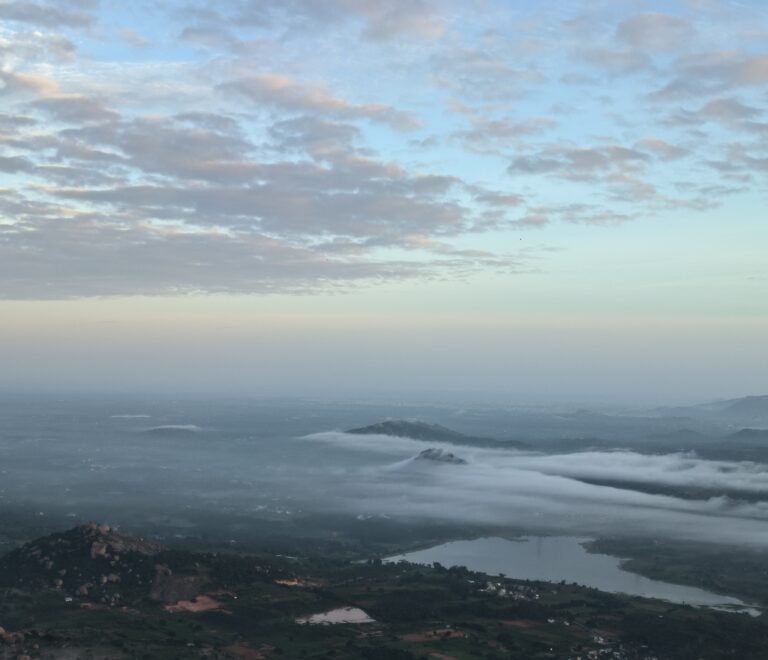 Panoramic view of the countryside from Shivagange summit