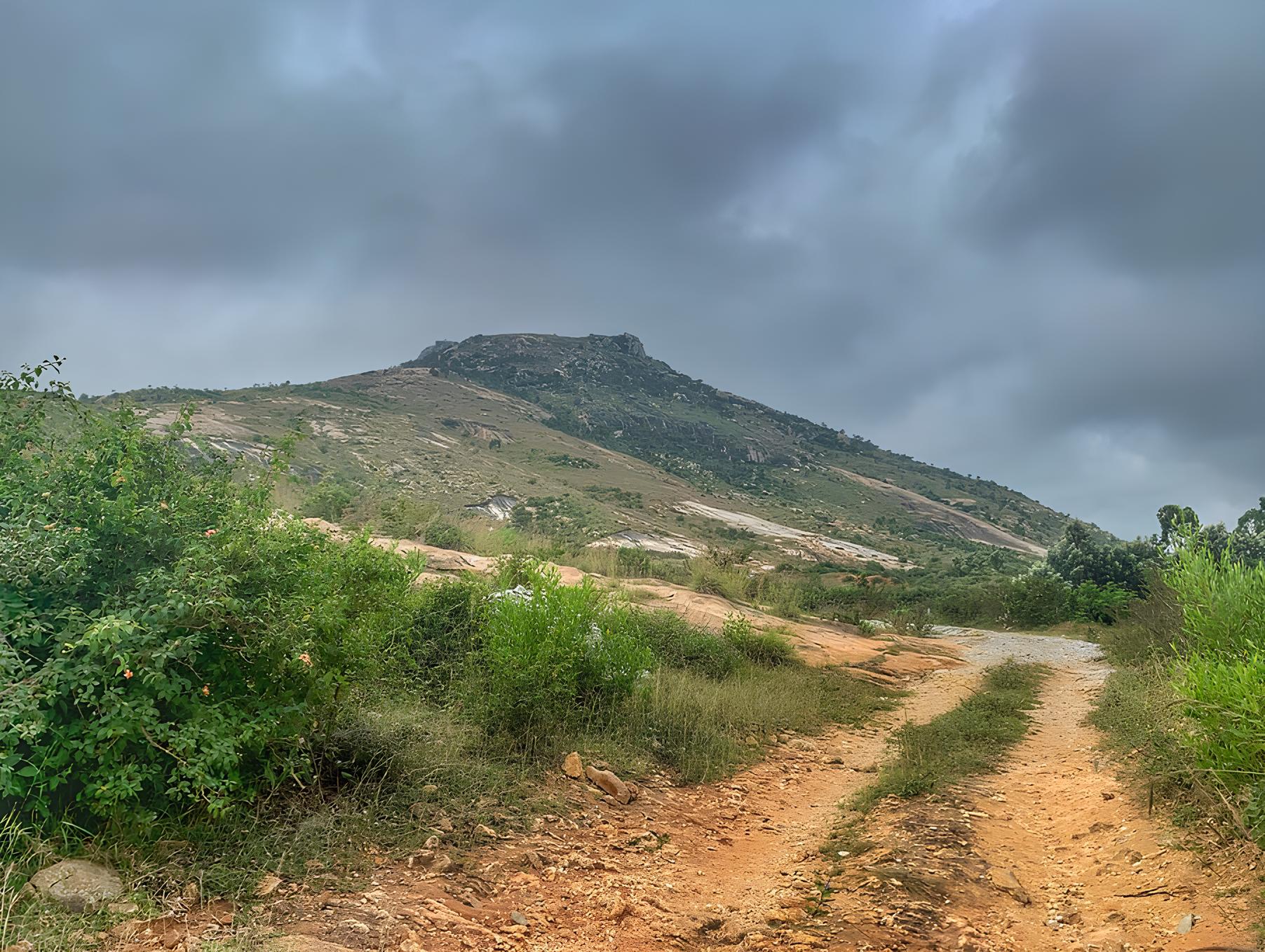 Kaurava Kunda hill view from the base near Chikkaballapur.